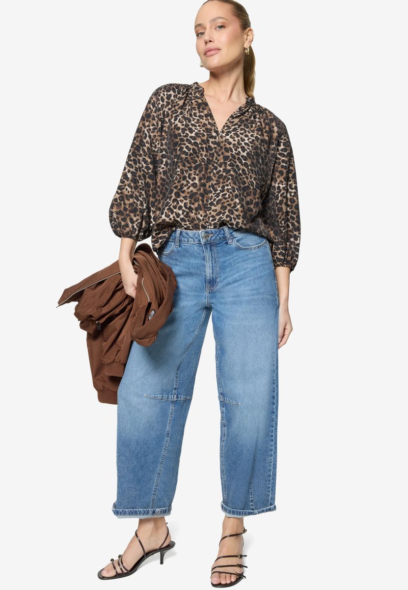 Schlupfbluse mit Leoprint