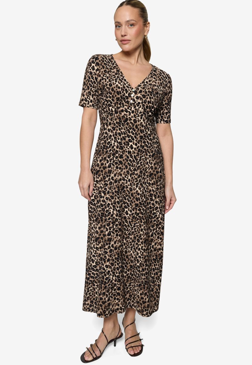 Maxikleid kurzarm mit Leoprint