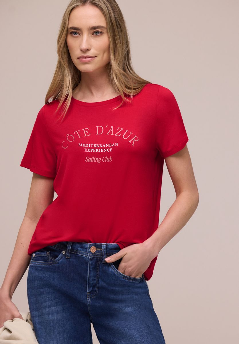 T-Shirt mit Rundhals und Wording
