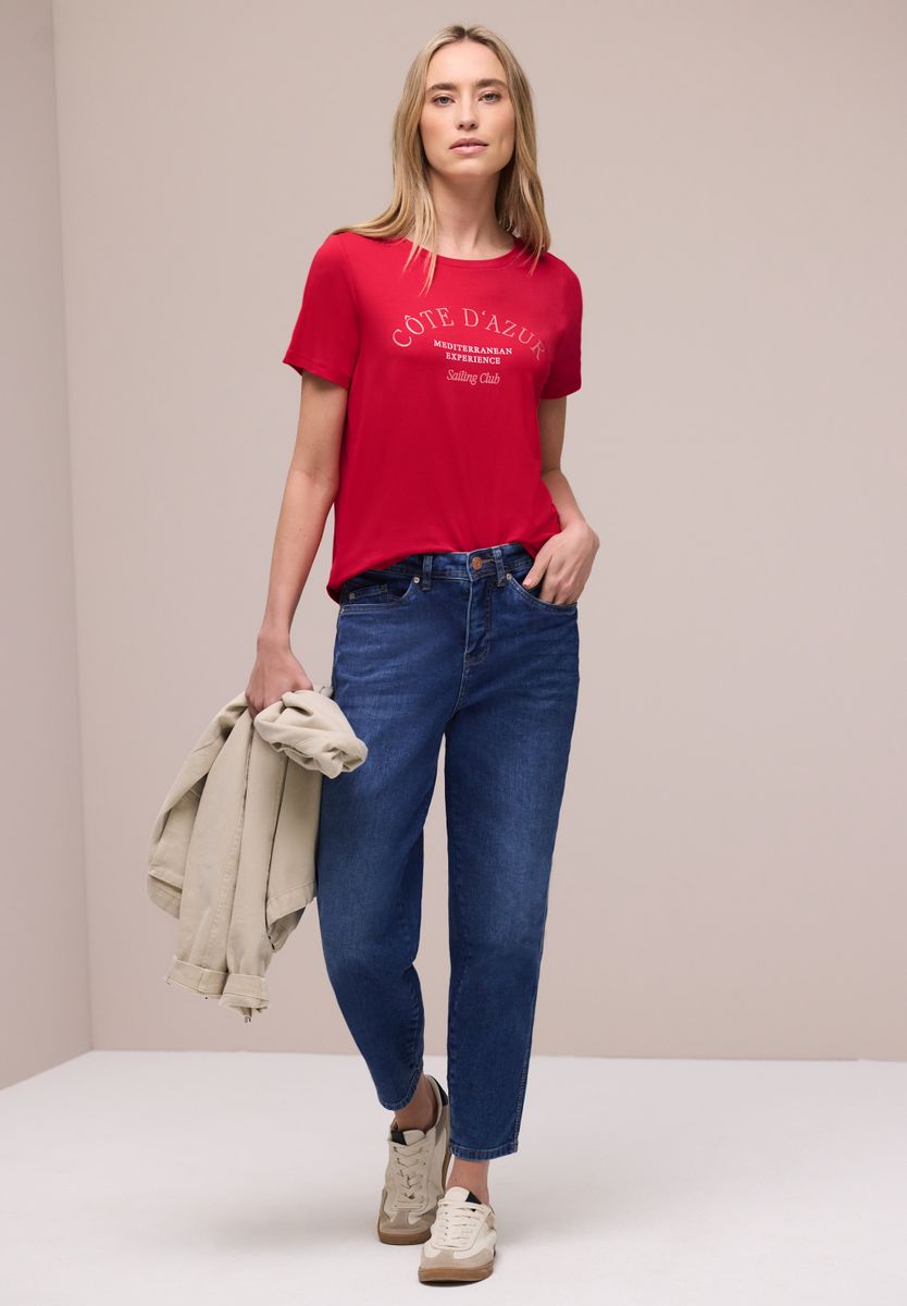 T-Shirt mit Rundhals und Wording