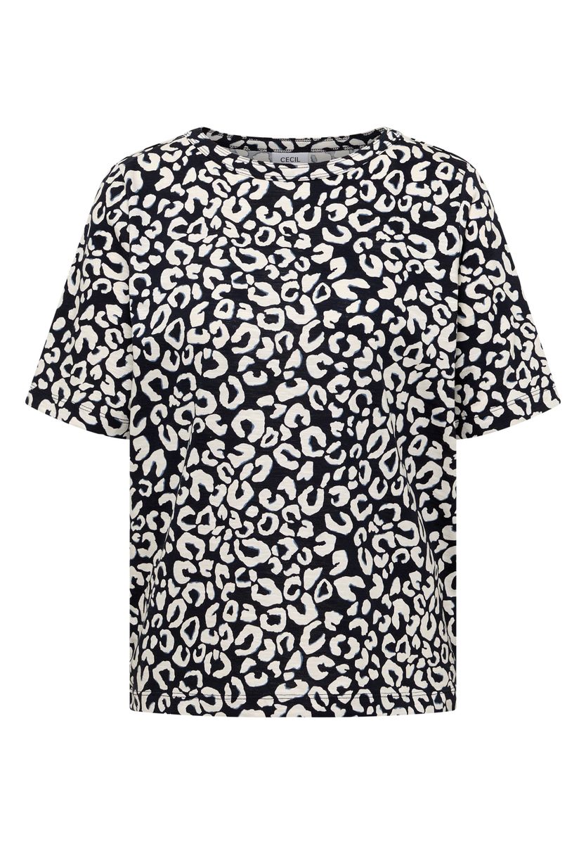 Shirt mit Boatneck und Leo-Print