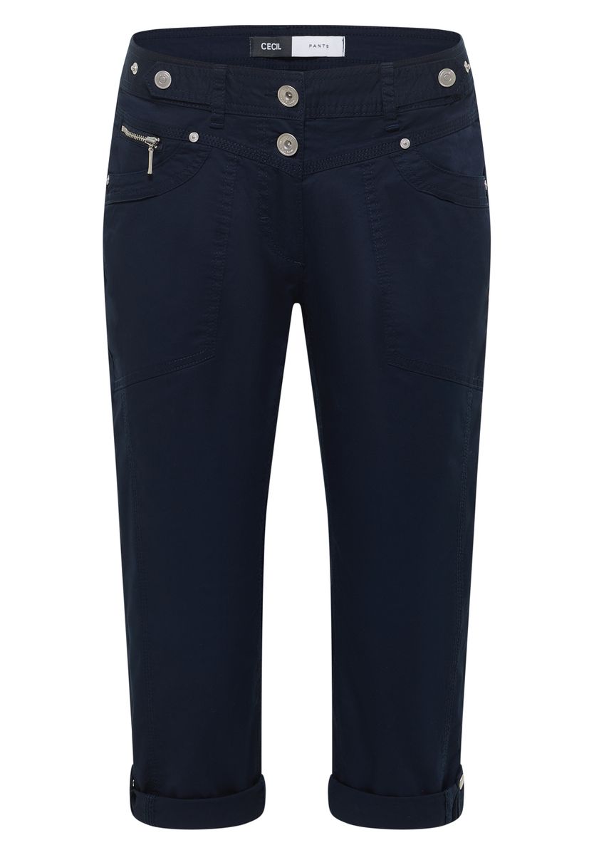 Mid Waist Slim Leg Hose mit Turn-Up