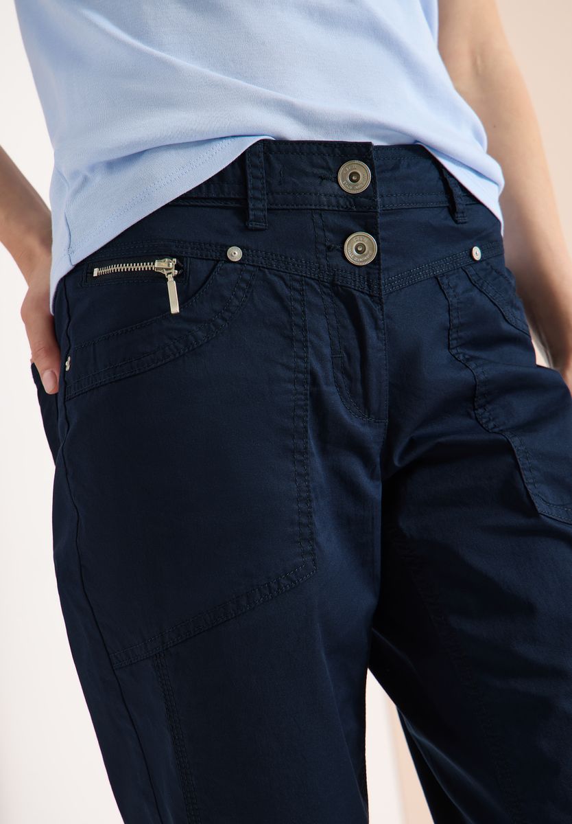 Mid Waist Slim Leg Hose mit Turn-Up