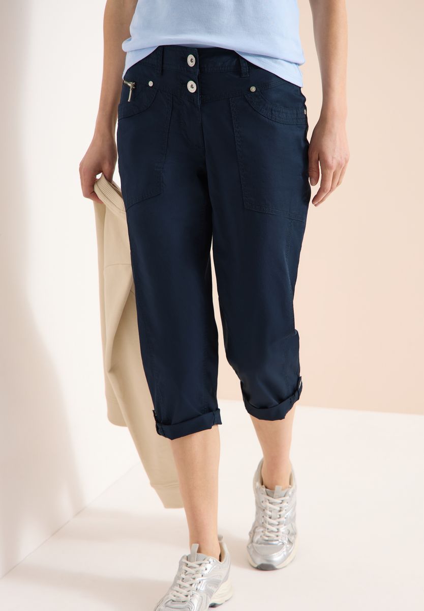 Mid Waist Slim Leg Hose mit Turn-Up