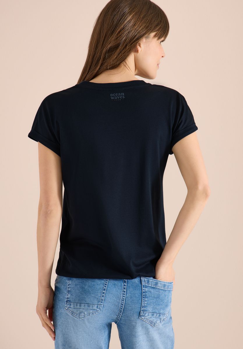 Shirt mit Split Neck im Tunika-Look