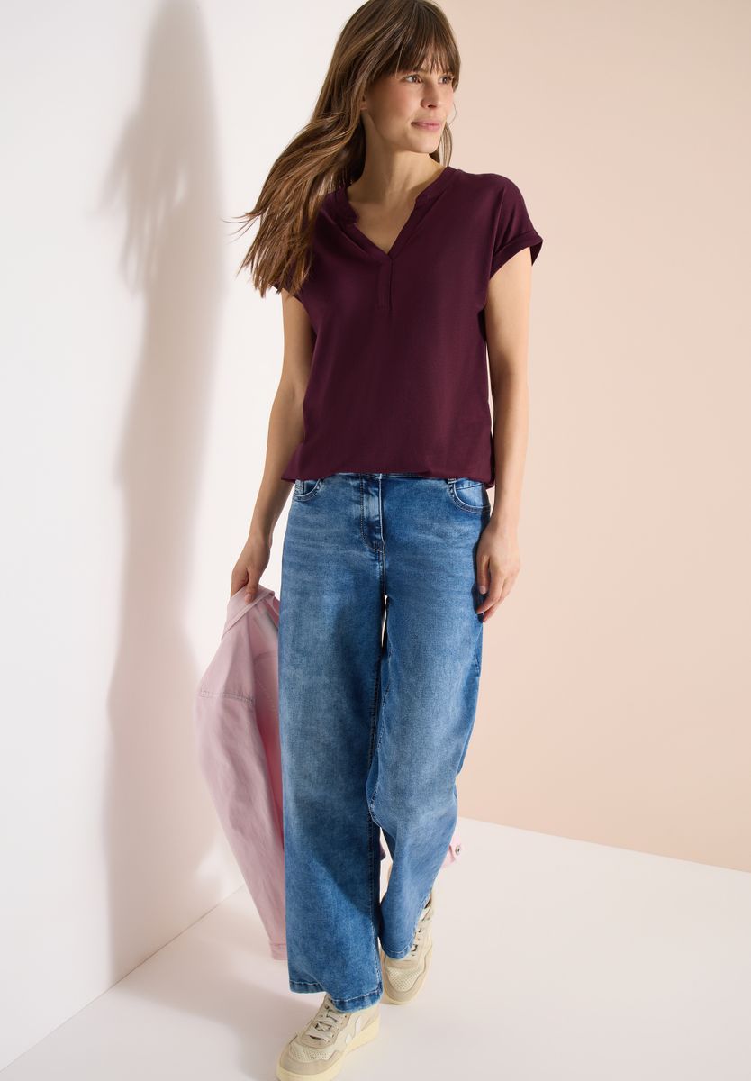 Shirt mit Split Neck im Tunika-Look