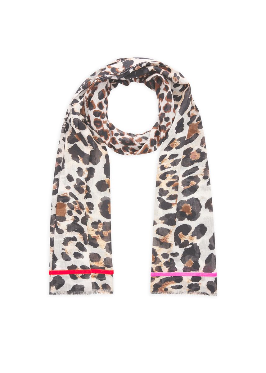 Leichter Schal aus Baumwolle mit Leomuster