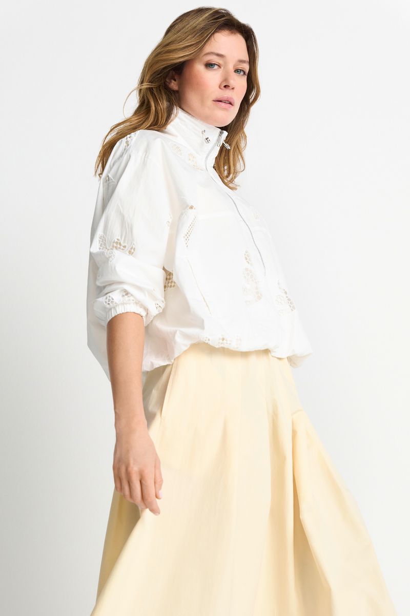 Oversize blouson with broderie anglaise
