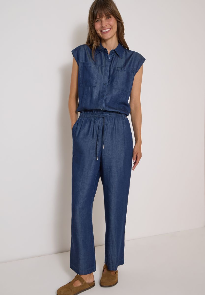 Wide Leg Jumpsuit in Denim-Optik