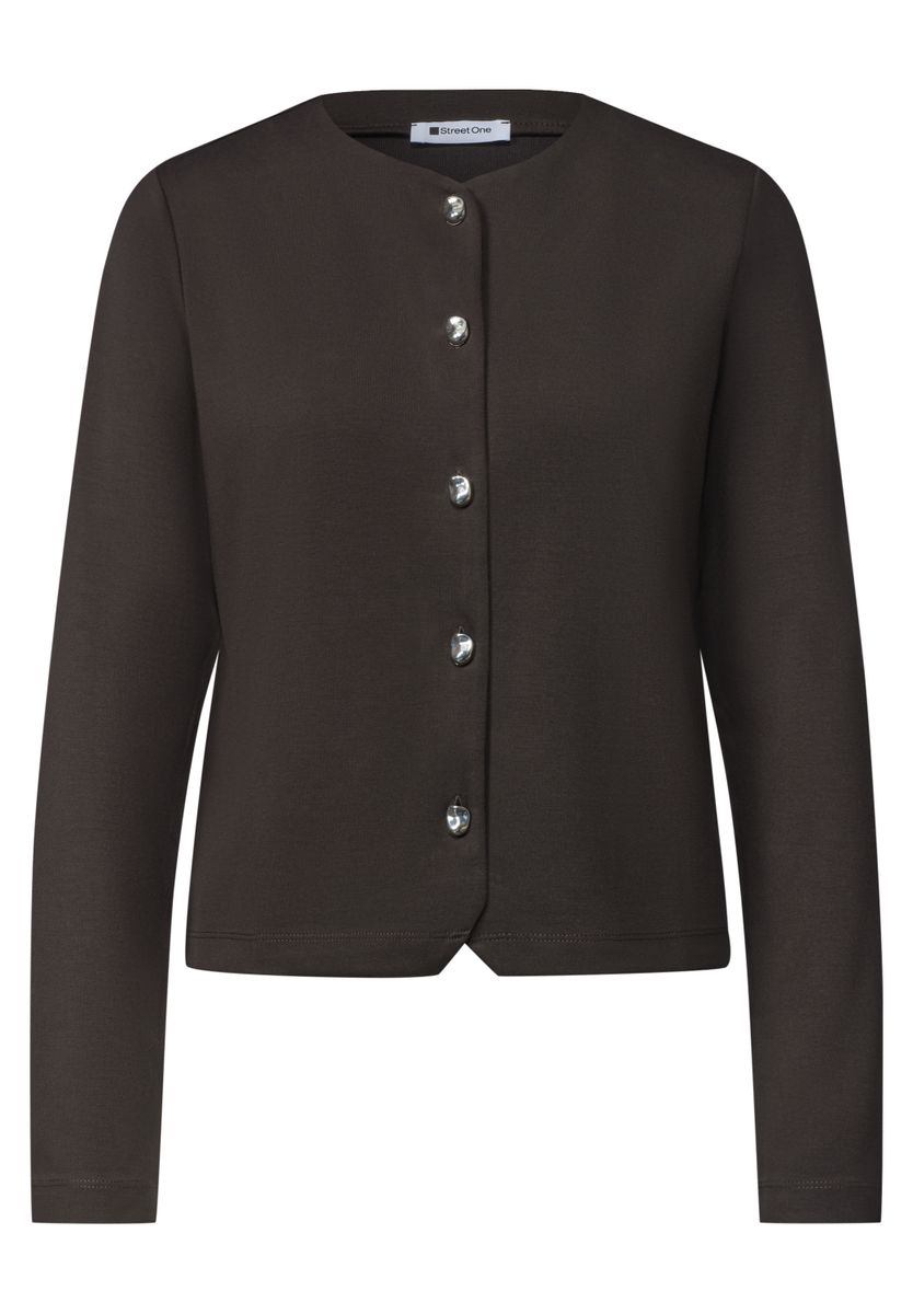 Strick-Look Jacke mit dekorativen Knöpfen