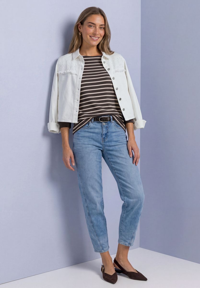 3/4-Arm Shirt mit U-Boot-Ausschnitt