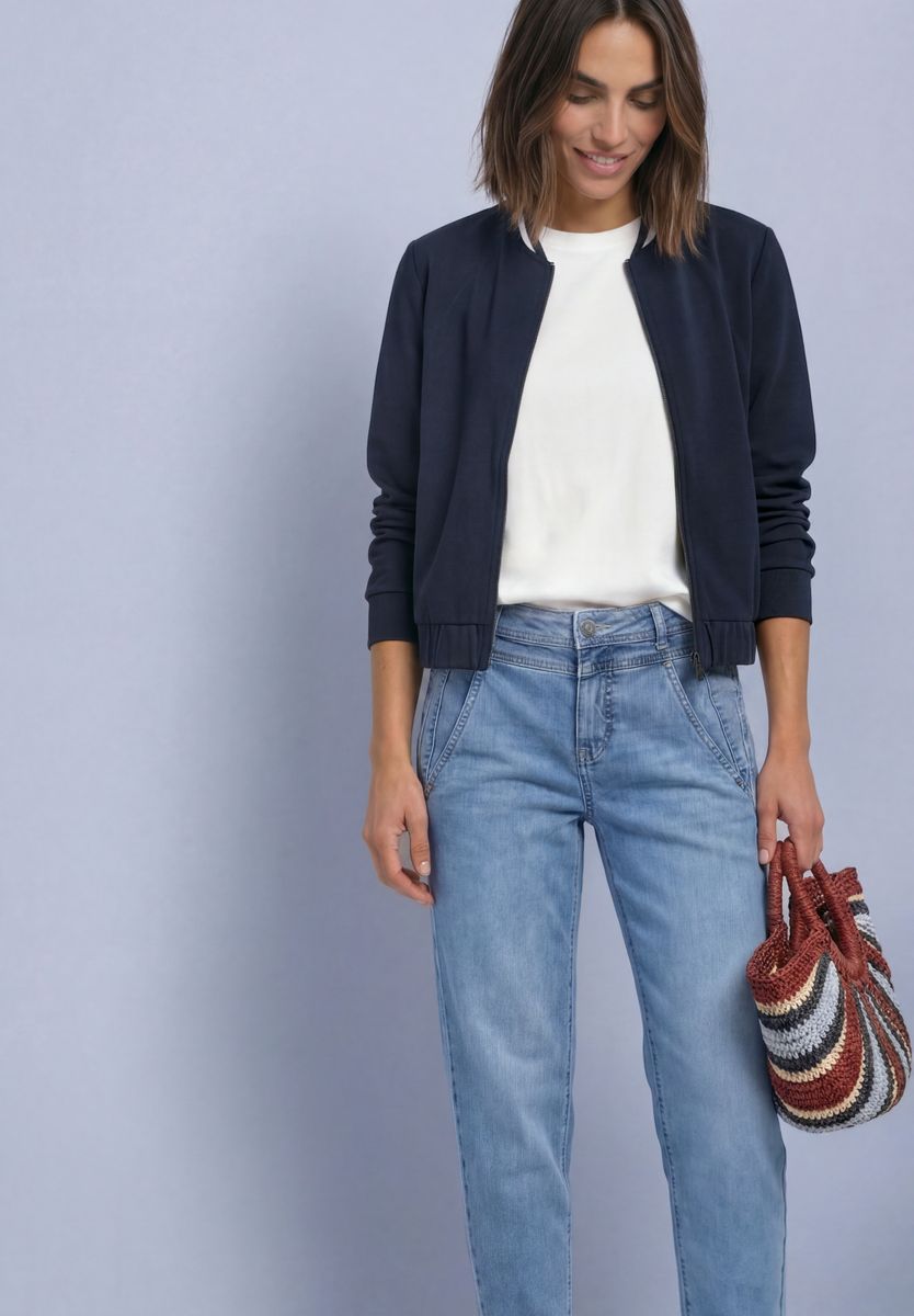 Langarm Jacke im Silk-Look mit Zipper