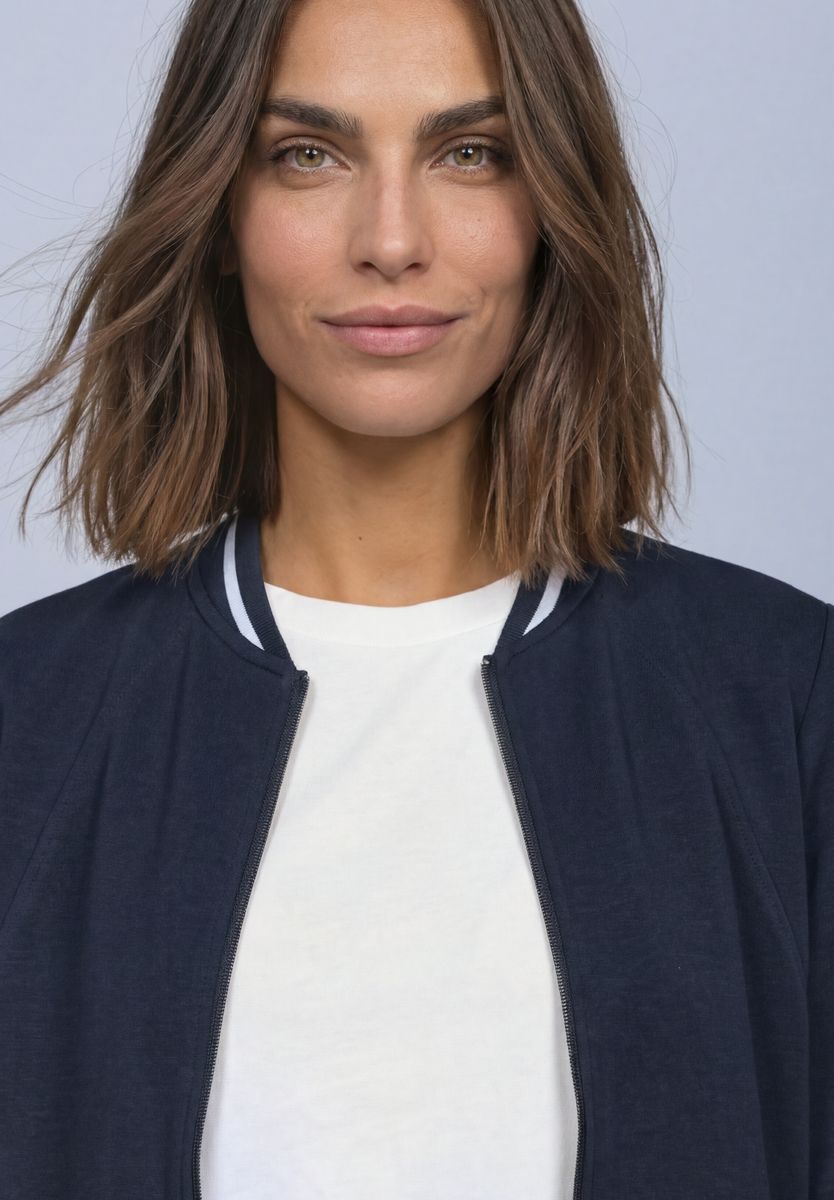 Langarm Jacke im Silk-Look mit Zipper
