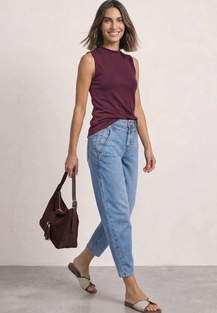 High Waist Barrel Leg Jeans im Loose Fit