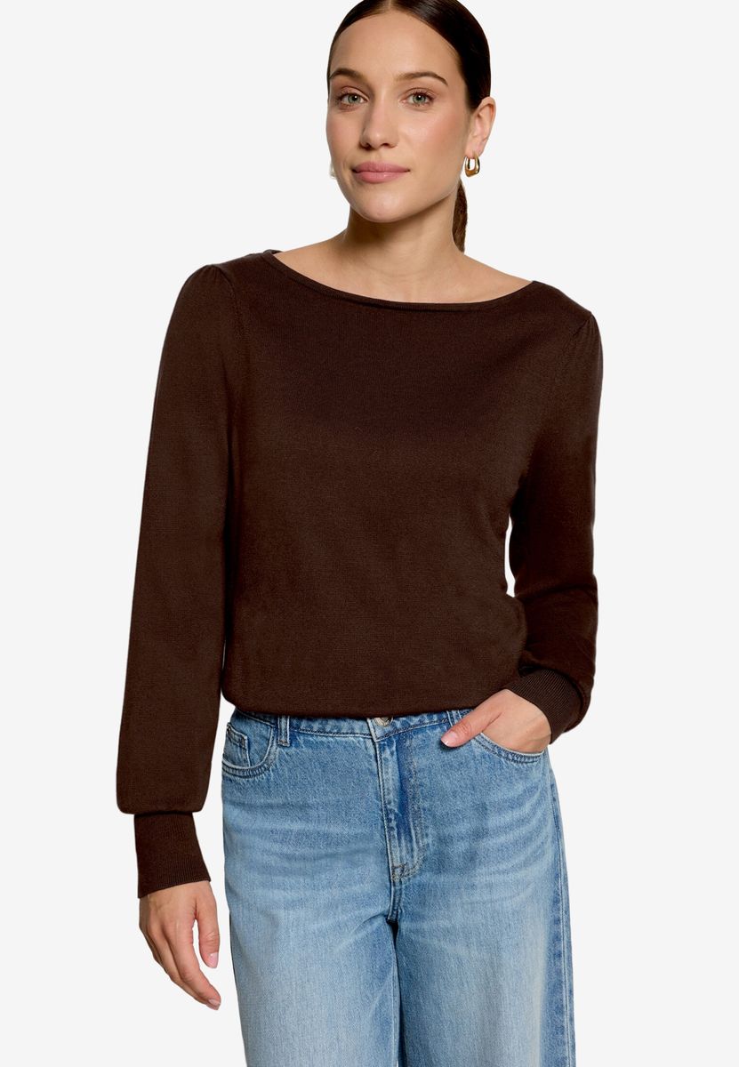 Feinstrickpullover mit U-Boot Ausschnitt