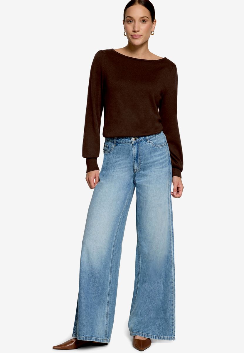 Feinstrickpullover mit U-Boot Ausschnitt