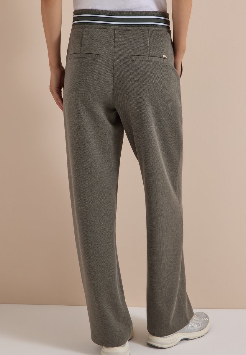 High Waist Straight Leg Hose mit Dessin