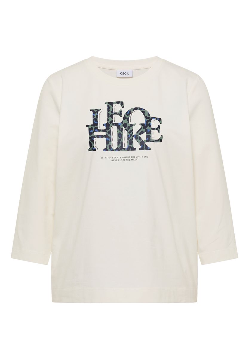 3/4-Arm Shirt mit Wording im Leo-Look