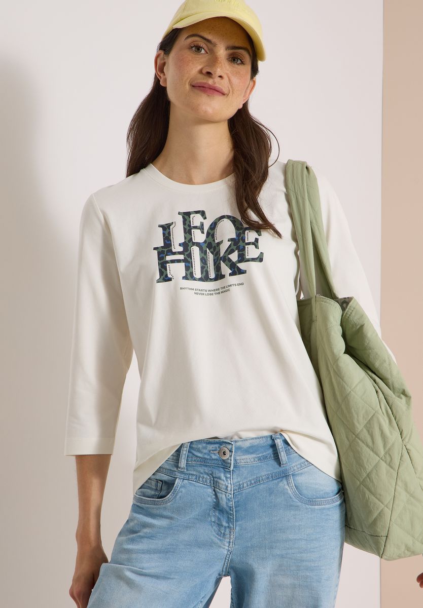 3/4-Arm Shirt mit Wording im Leo-Look
