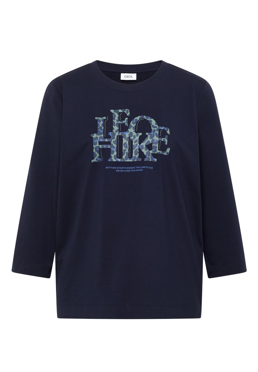 3/4-Arm Shirt mit Wording im Leo-Look
