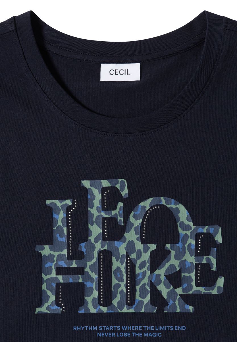 3/4-Arm Shirt mit Wording im Leo-Look