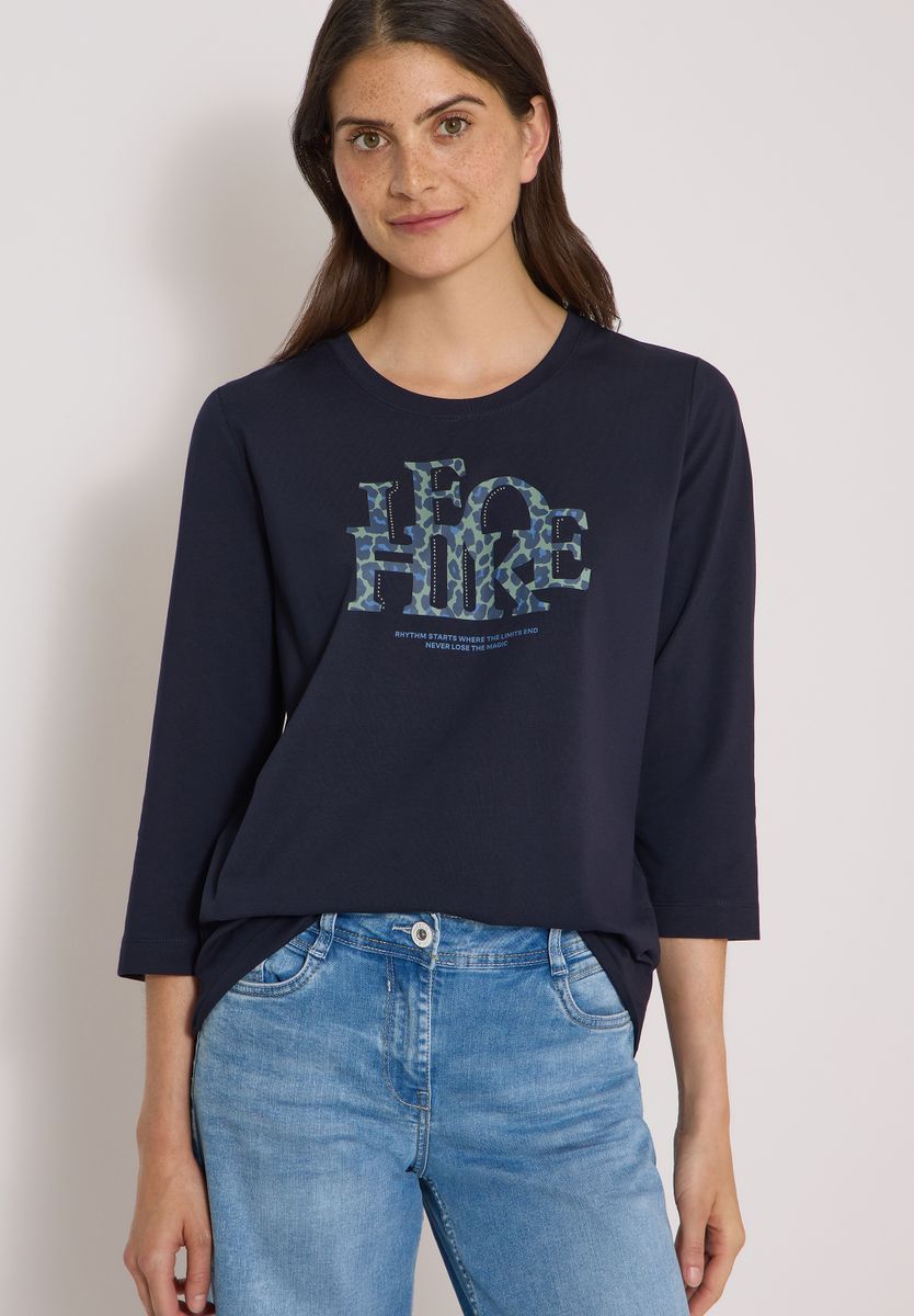 3/4-Arm Shirt mit Wording im Leo-Look