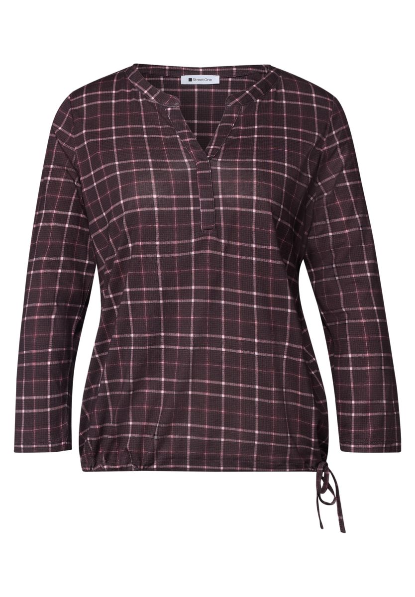 3/4-Arm Shirt mit Split Neck und Print