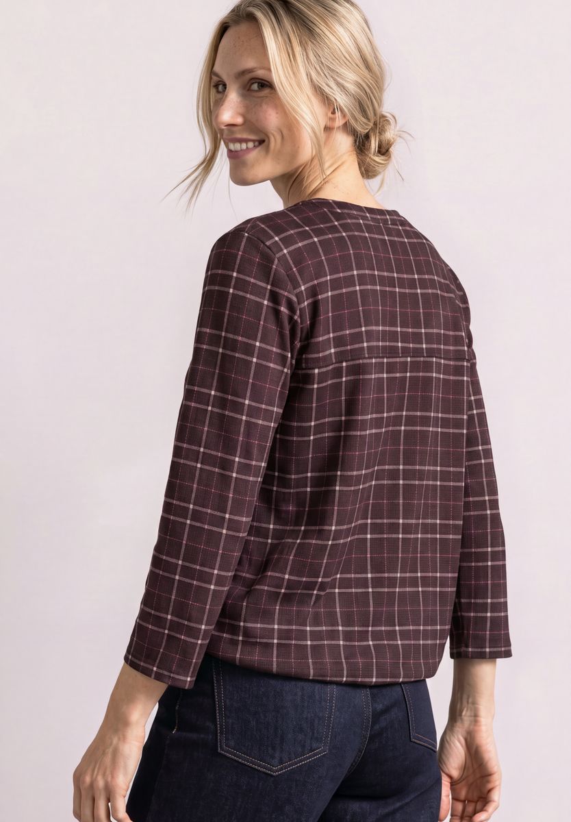 3/4-Arm Shirt mit Split Neck und Print