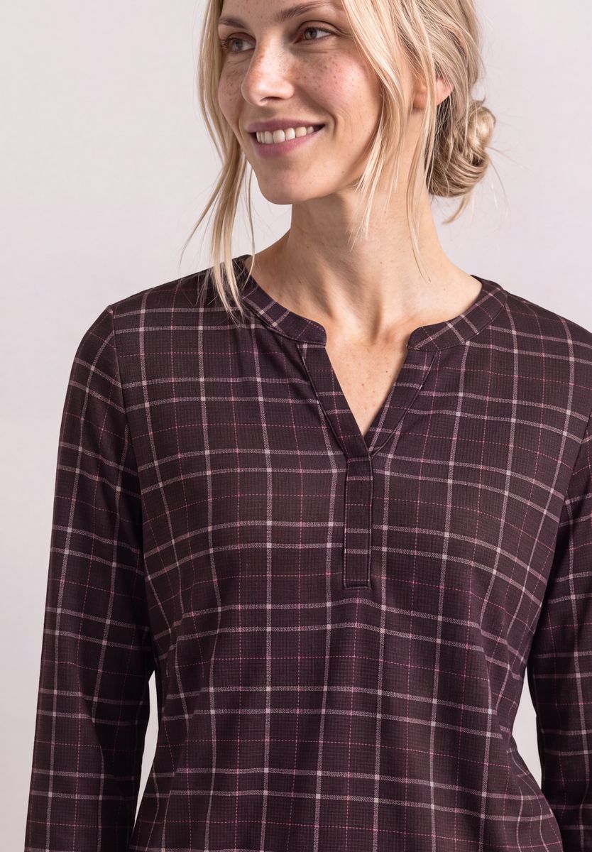 3/4-Arm Shirt mit Split Neck und Print