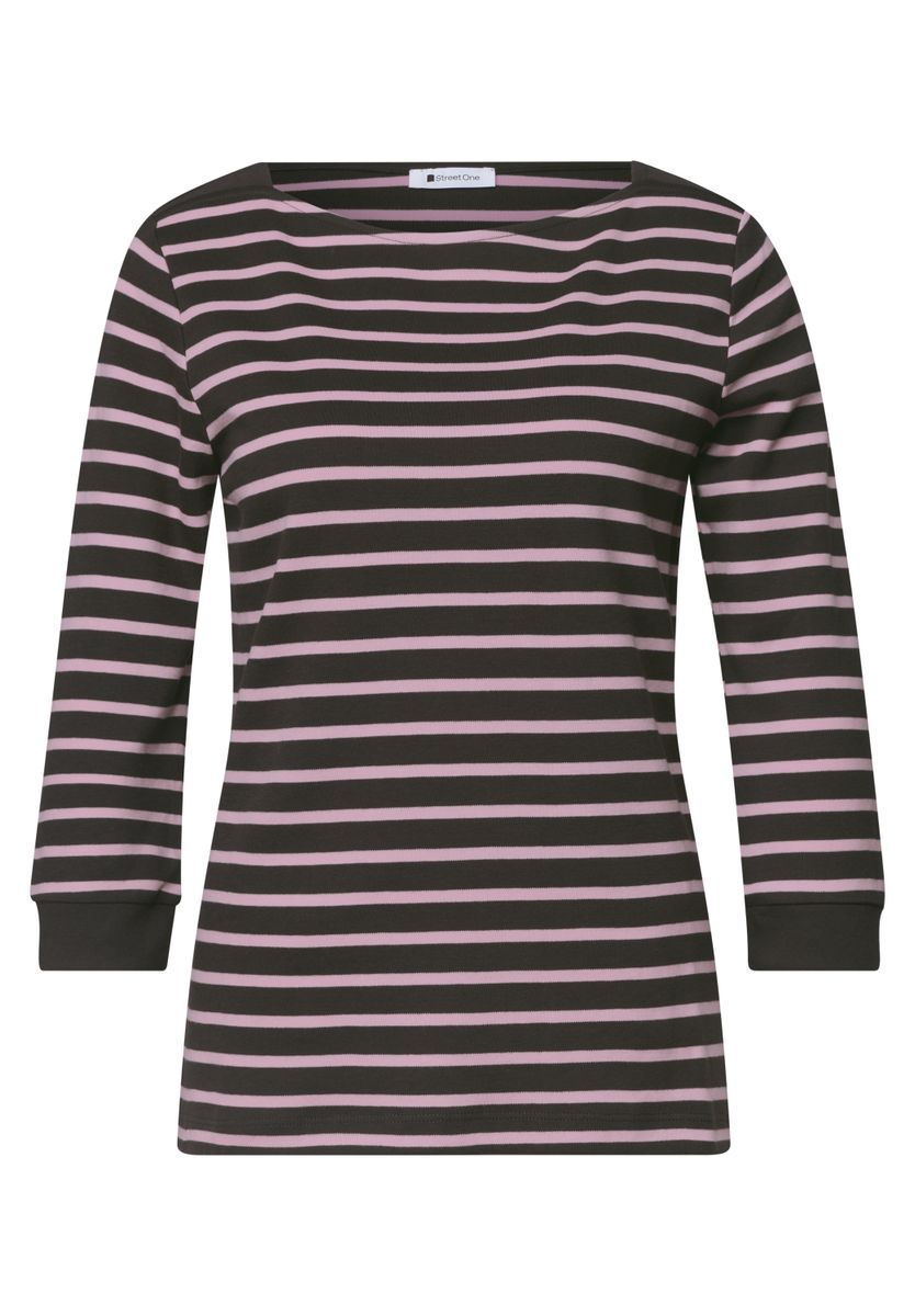 3/4-Arm Shirt mit Boat Neck und Streifen