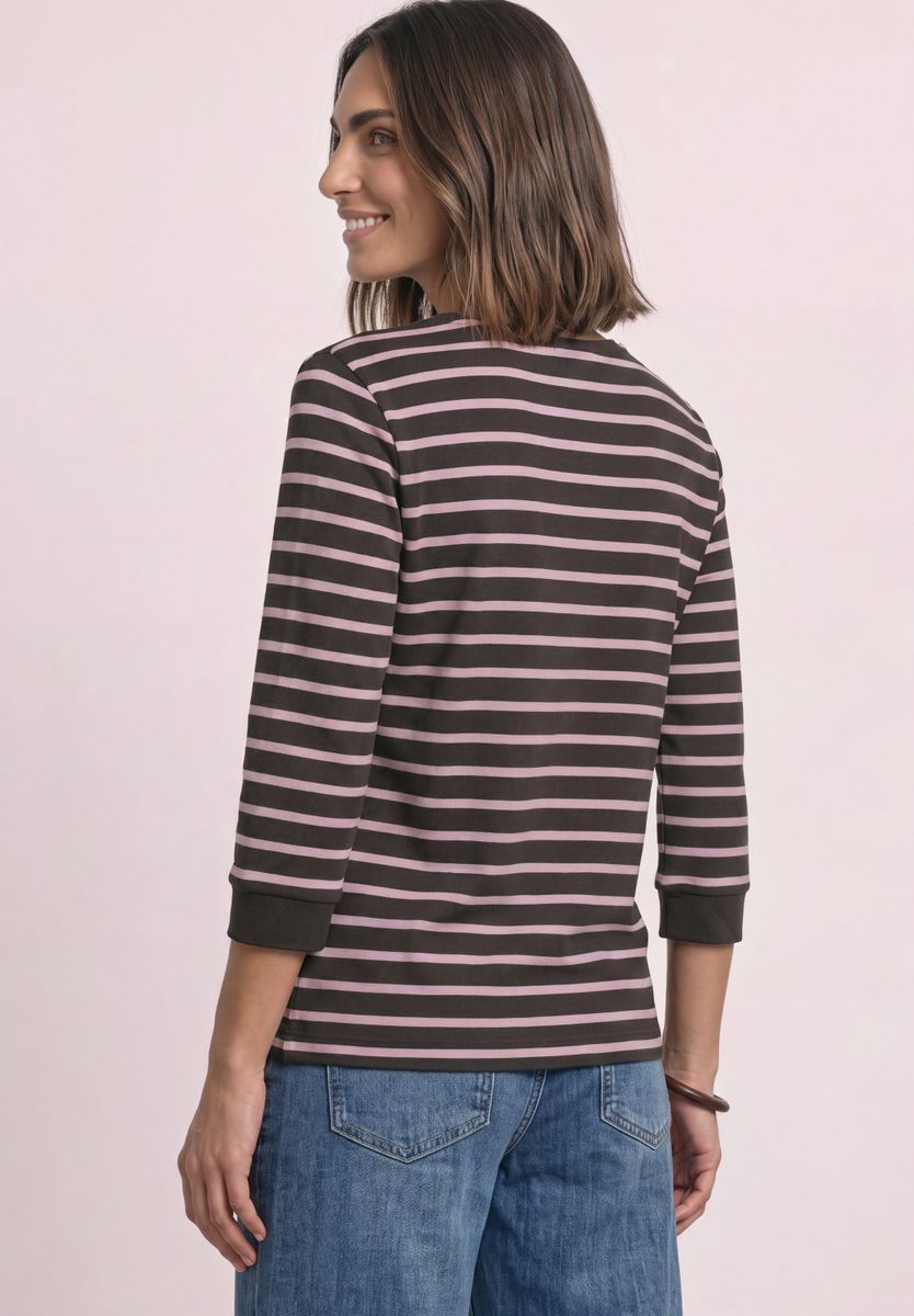 3/4-Arm Shirt mit Boat Neck und Streifen