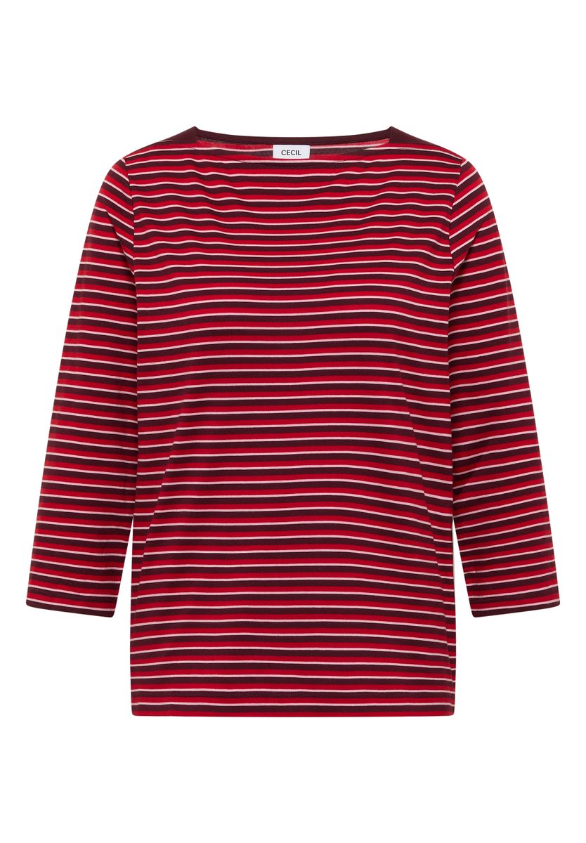 3/4-Arm Shirt mit Boat Neck und Streifen