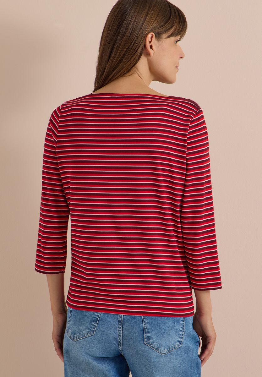 3/4-Arm Shirt mit Boat Neck und Streifen