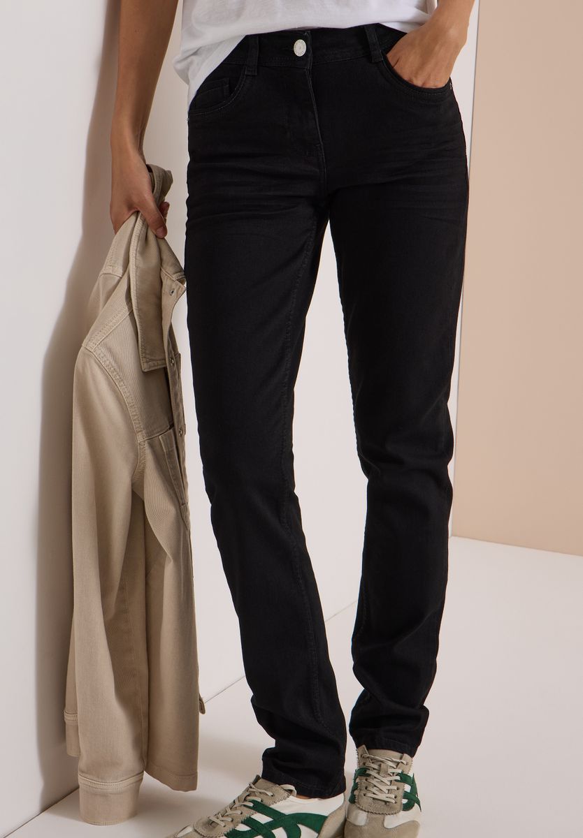 Mid Waist Straight Leg Jeans im Casual Fit