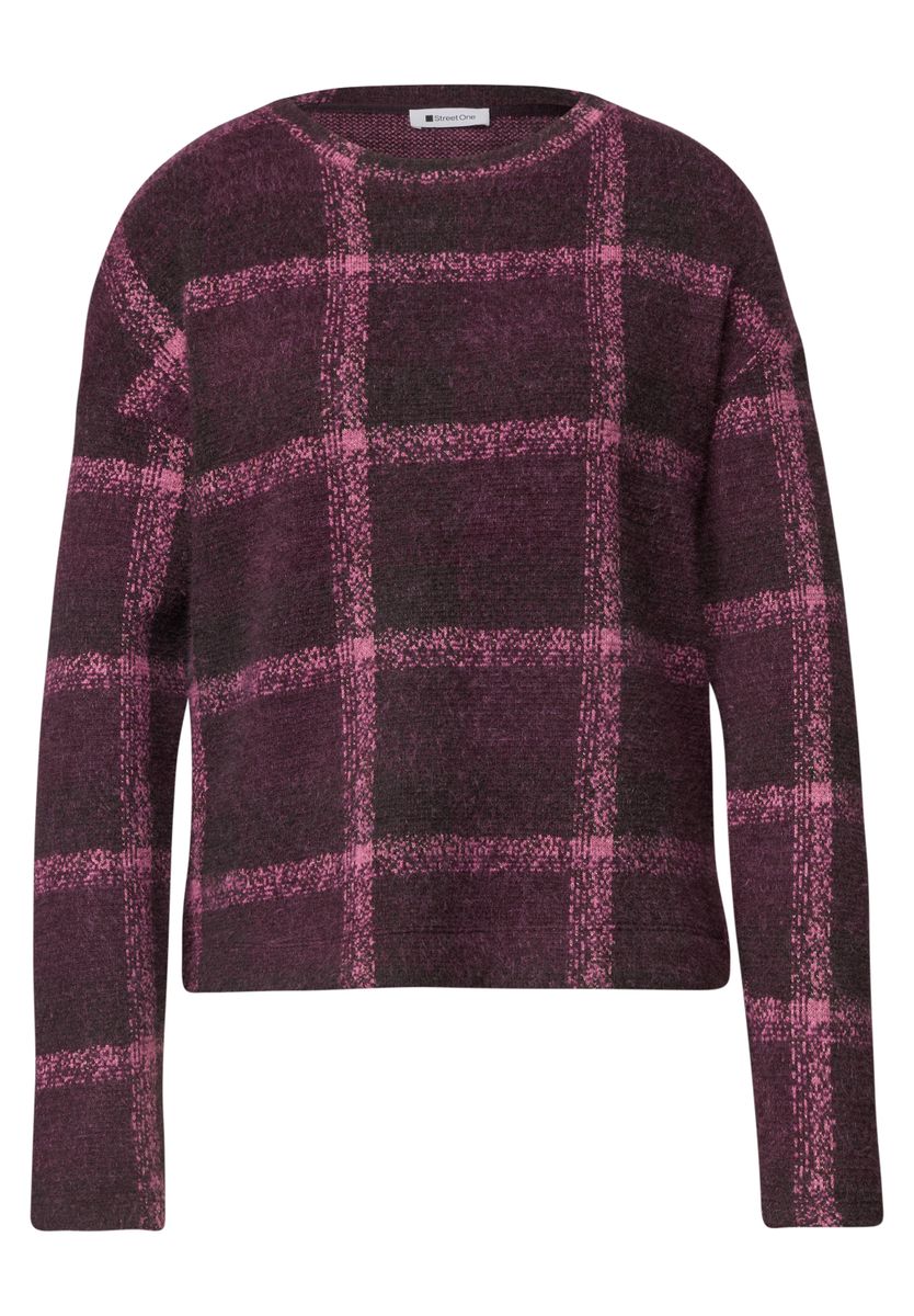 Langarm Shirt mit Rundhals und Karomuster