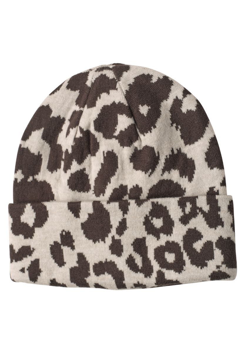 Feinstrick Beanie mit Leo-Muster