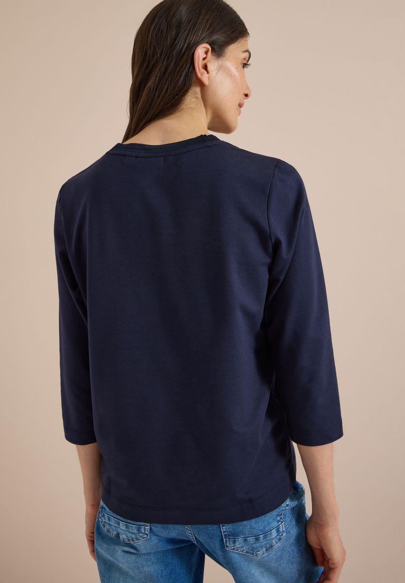 3/4-Arm Shirt mit Rundhals und Wording