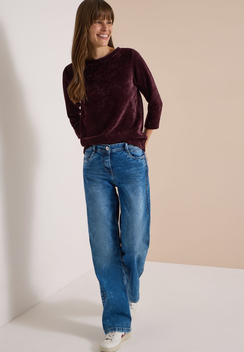 3/4-Arm Shirt aus Cord mit Boat Neck