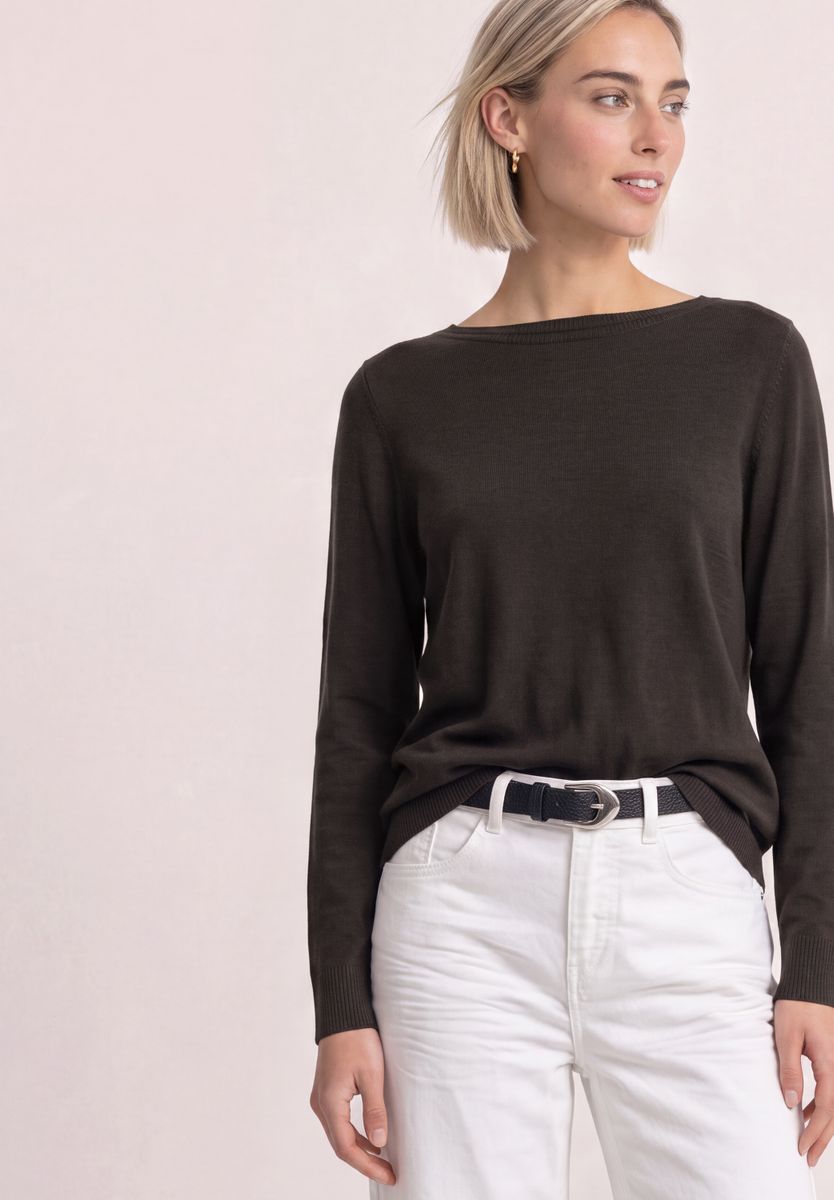 Basic Pullover mit U-Boot-Ausschnitt