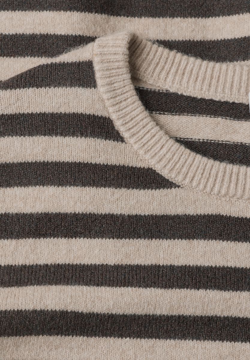 Kurzarm Pullover mit Rundhals und Streifen