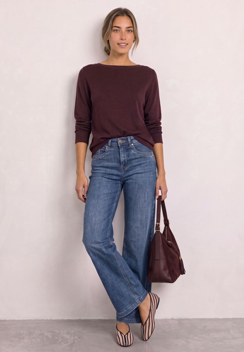 Basic Pullover mit U-Boot-Ausschnitt