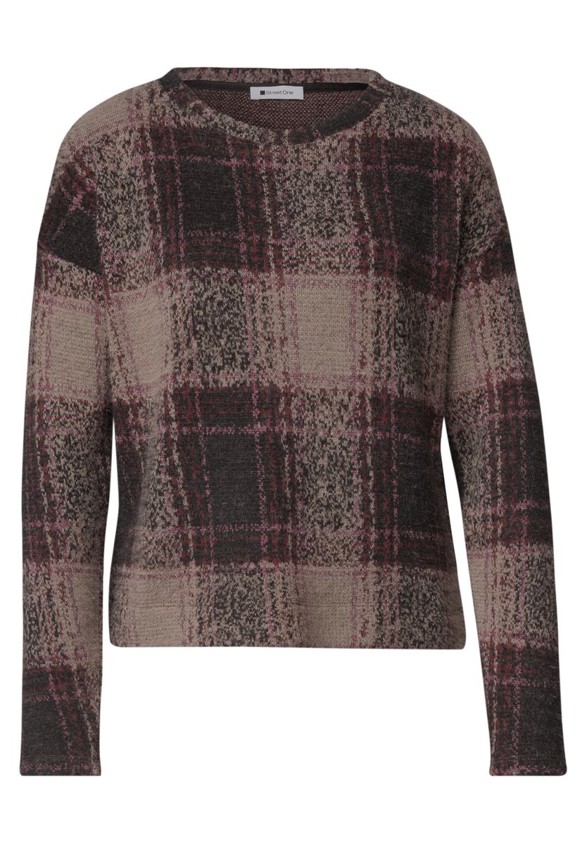 Langarm Shirt mit Rundhals und Karomuster