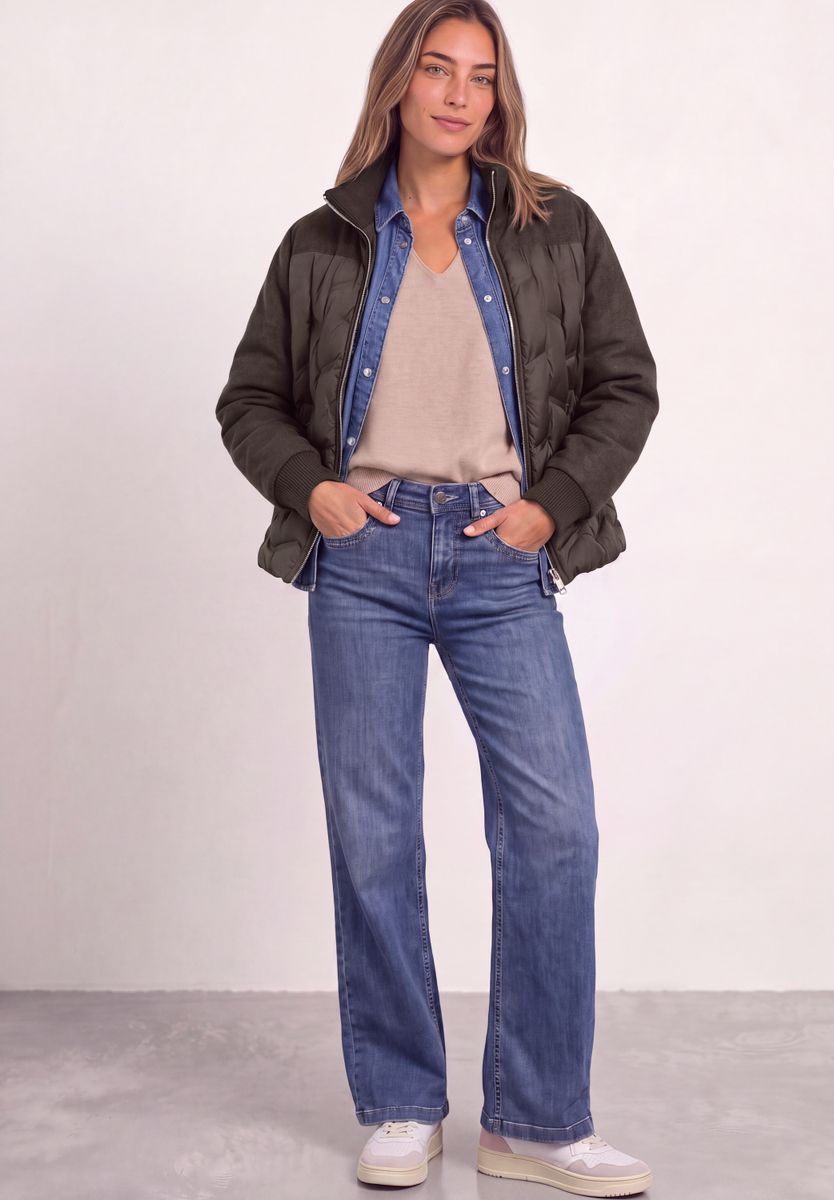 Strukturmix Jacke mit geklebter Steppung
