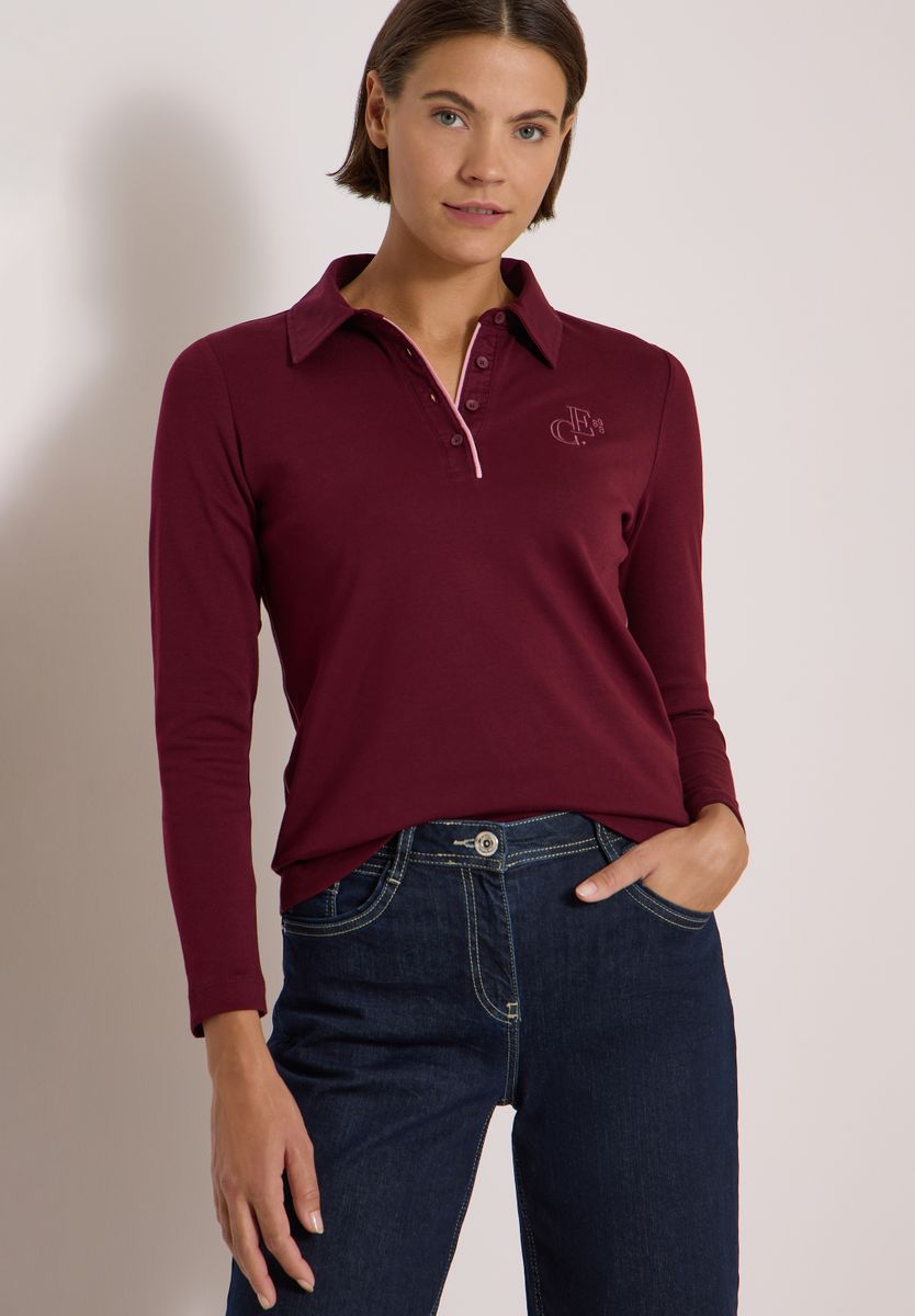 Langarm Poloshirt mit Knöpfen