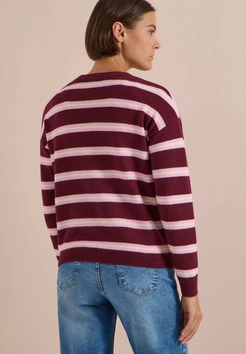 Cardigan mit Rundhals und Streifen