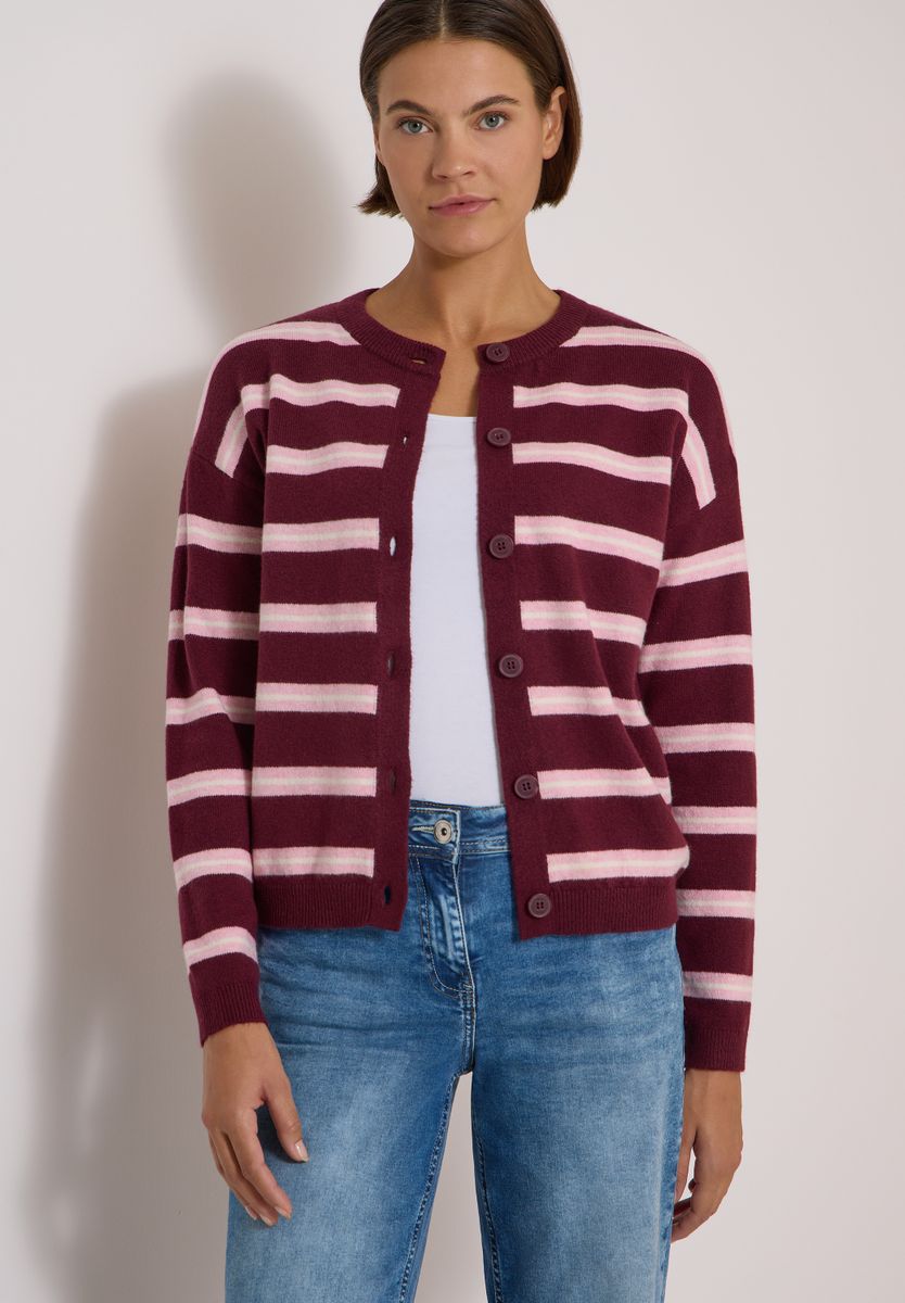 Cardigan mit Rundhals und Streifen