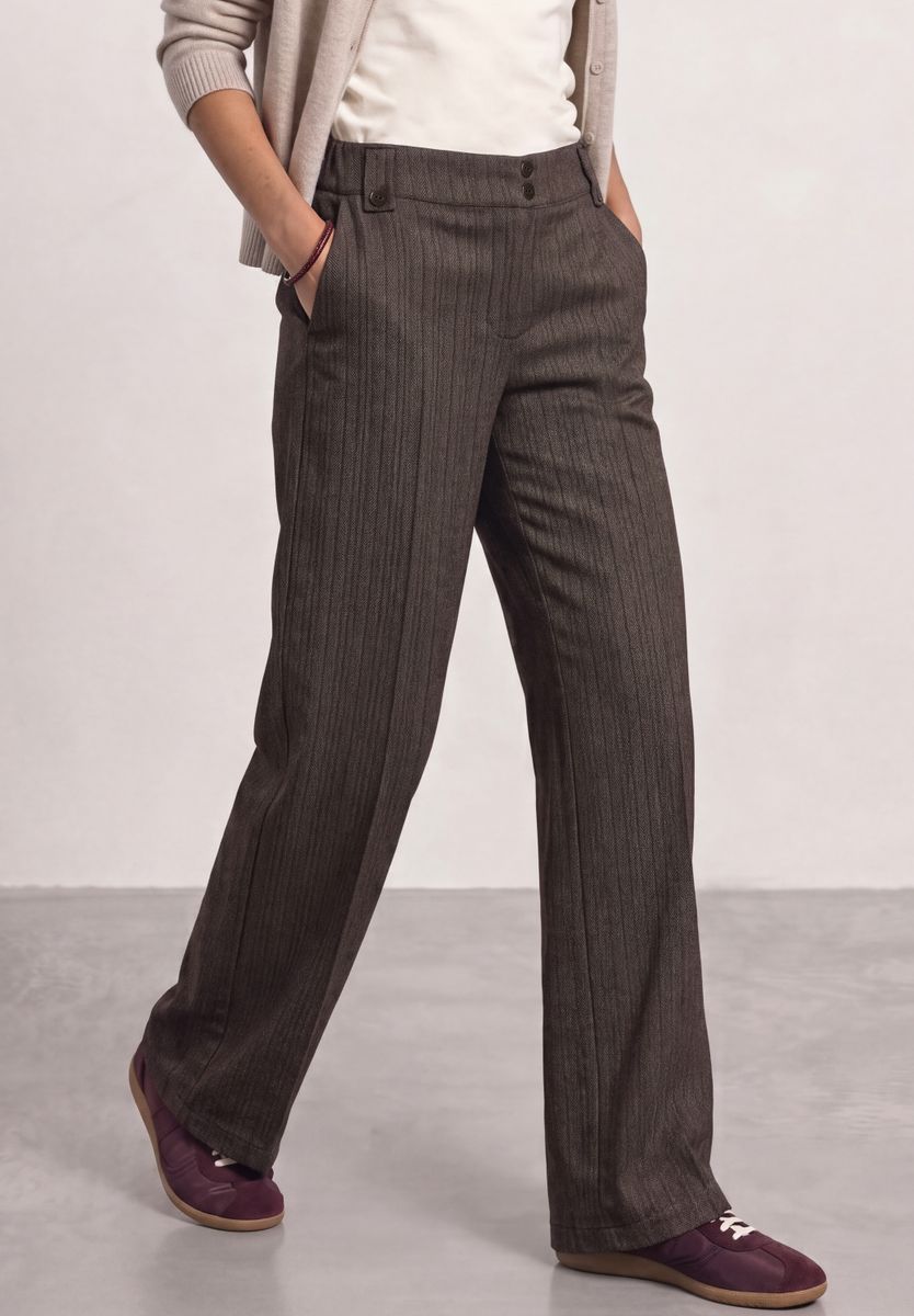 High Waist Straight Leg Hose mit Knopfdetail