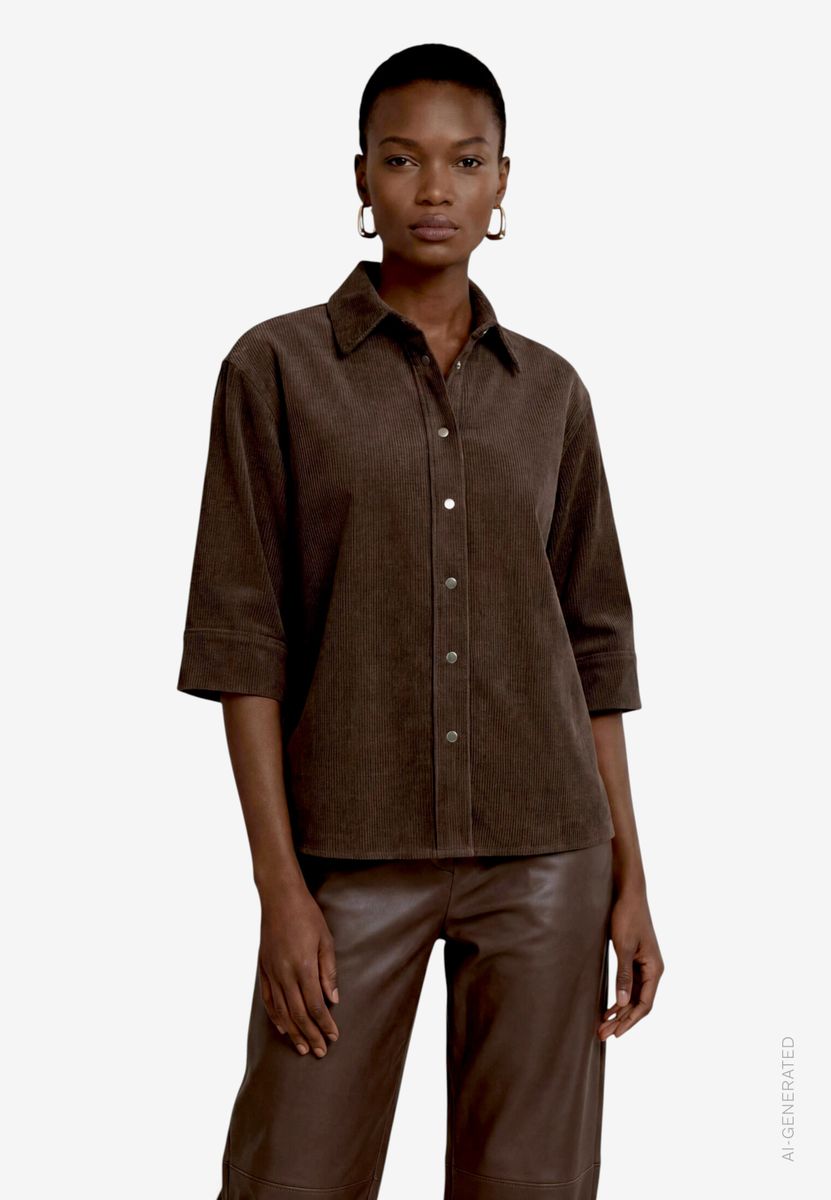 Cord Bluse mit Knöpfen