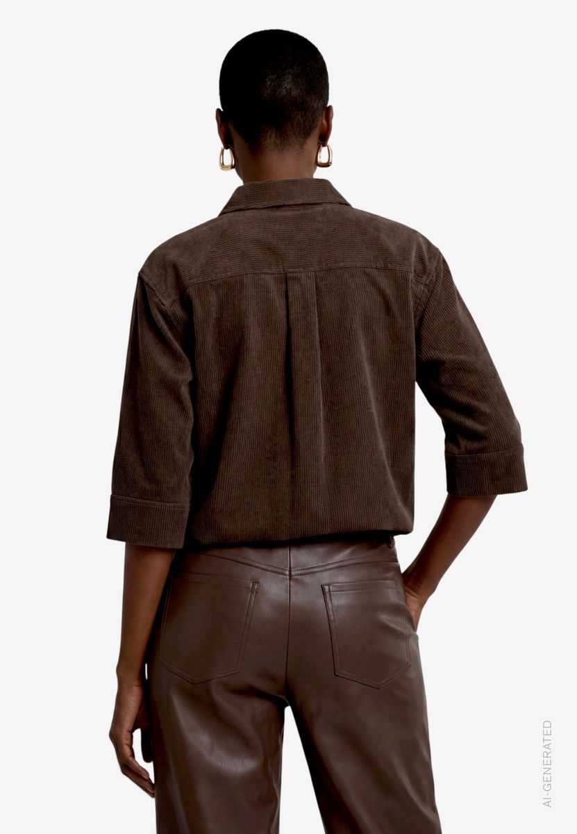 Cord Bluse mit Knöpfen