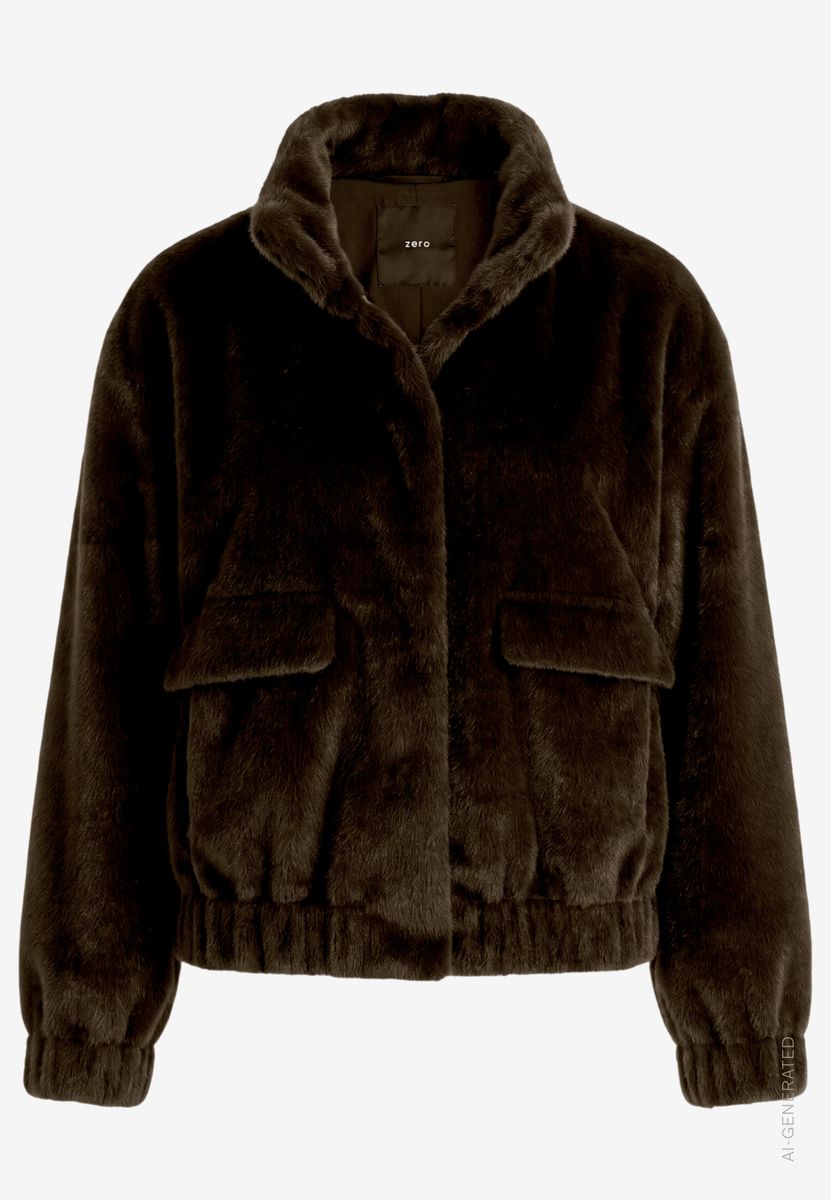 Plüschjacke mit Taschenklappen